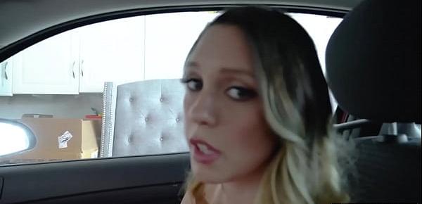  Stepsis sucks my cock dry in the car to keep her secret